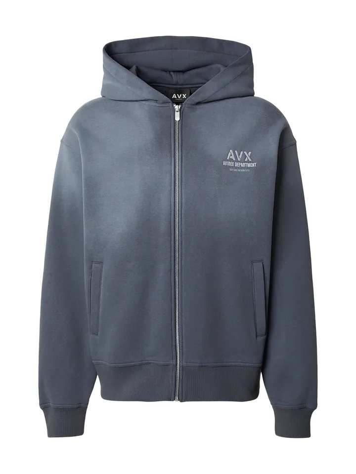 Avirex Sudadera con cremallera deportiva  gris basalto / blanco