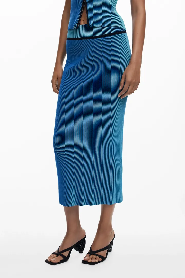 Desigual, Falda midi punto tornasolado, Mujer, Azul, L