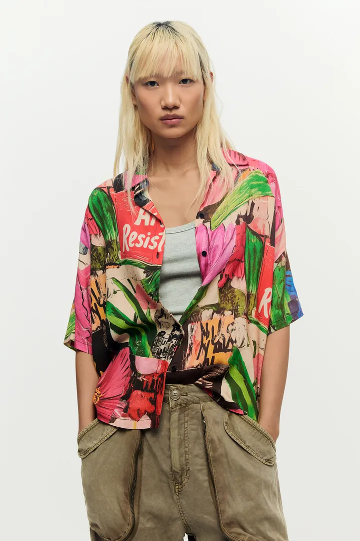 Desigual, Camisa estampado floral, Mujer, Viscosa, Rojo, L