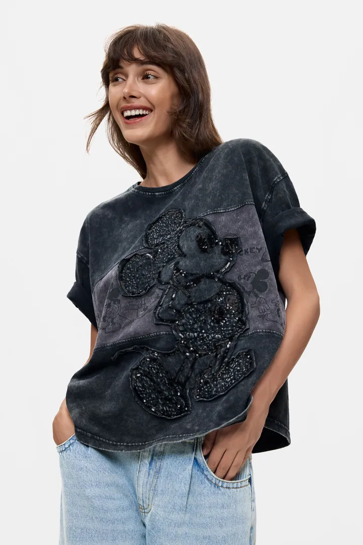 Desigual, Camiseta Lentejuelas Disney™ 100% Algodón, Mujer, Algodon, Negro, L