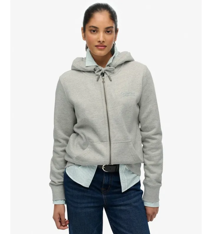 Superdry para mujer. W2012665A Sudadera con capucha Essential Logo gris (L), Casual, Algodón