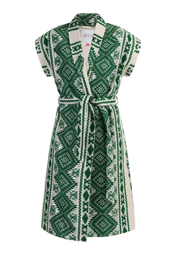 IZIA Chaleco verde oscuro / plata / blanco lana