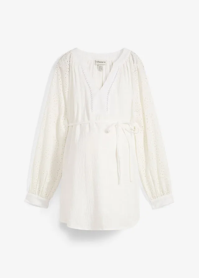 Blusa premamá de muselina de algodón