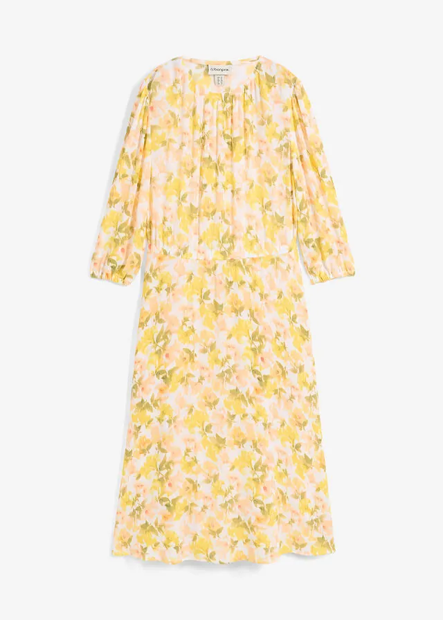 Vestido midi de viscosa arrugada