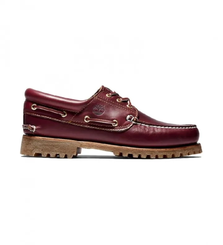 Timberland para hombre. TB0500096481 Náuticos de piel Authentics 3 Eye Classic granate (40 W), Plano, Cordones, Casual