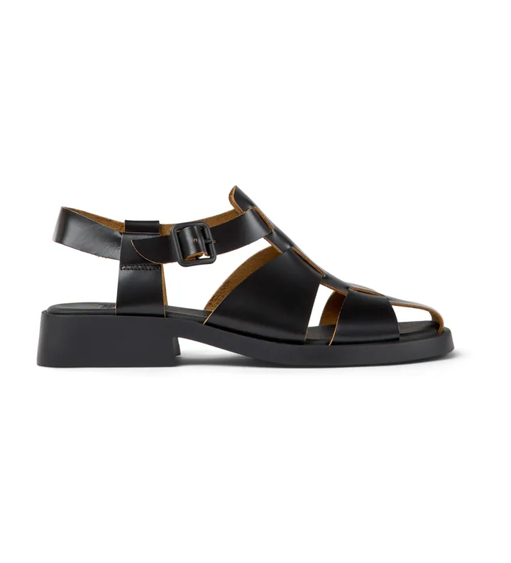 Camper para mujer. K201489-001 Sandalias de piel Dana negro (36), 1 a 3cm, Hebilla, Casual