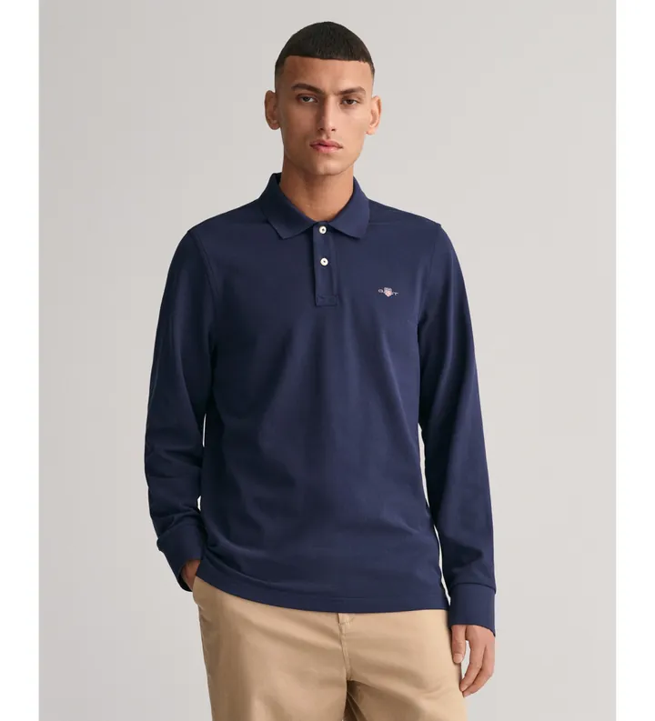 Gant para hombre. 2230 Polo de piqué Shield marino (3XL), Casual, Algodón, Manga larga