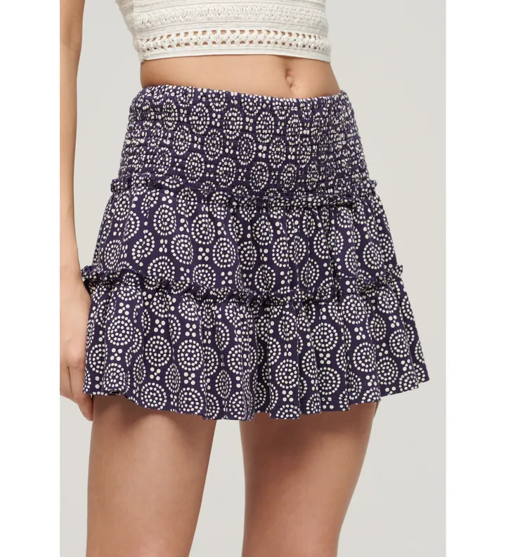 Superdry para mujer. W7210319A Minifalda de punto escalonada marino (L), Casual, Algodón