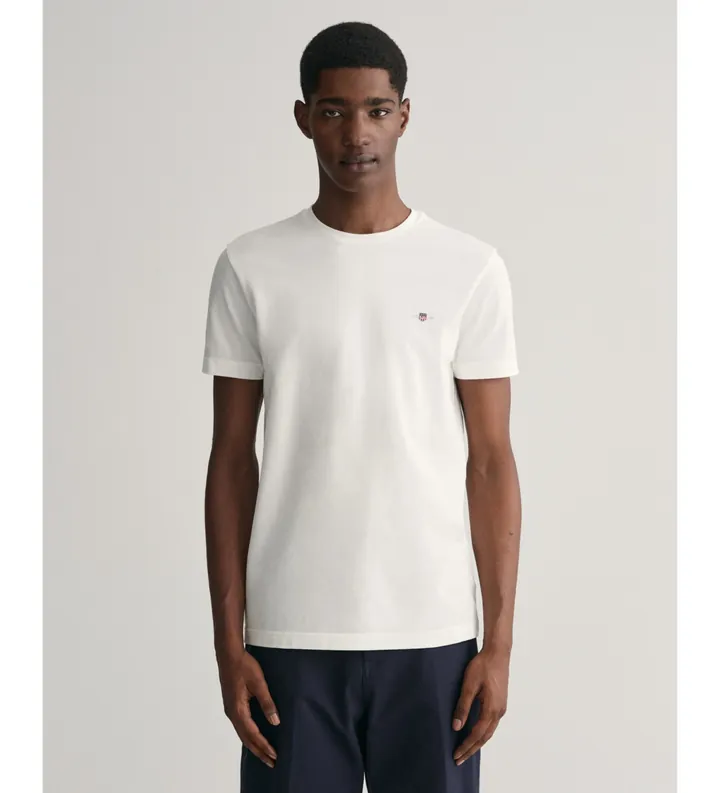 Gant para hombre. 2013033 Camiseta de piqué blanco (3XL), Casual, Algodón, Manga corta