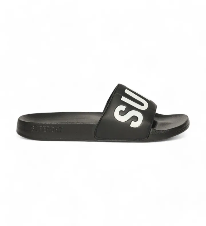 Superdry para mujer. WF310229A Chanclas de piscina veganas Core negro (36/37), Plano, Ninguno, Beachwear