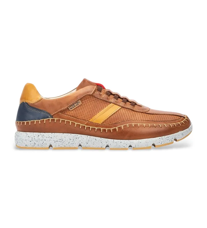 Pikolinos para hombre. M4U-6046C1XL Zapatillas de piel XL con elásticos Fuencarral marrón (48), Plano, Cordones, Casual