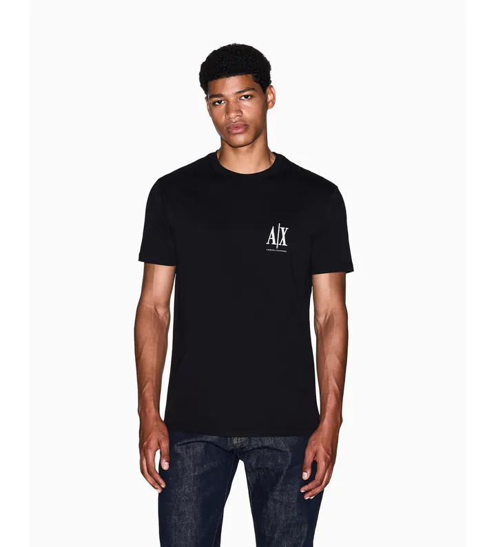 A|X Armani Exchange para hombre. XM000365AF12308UC001 Camiseta de corte regular en jersey de algodón negro (L), Casual, Manga corta