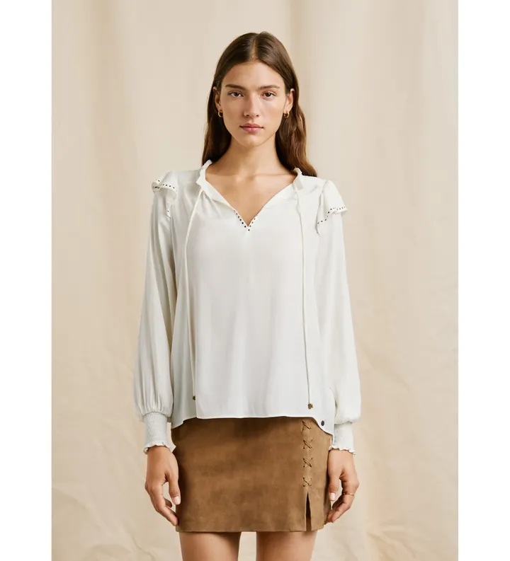 Pepe Jeans para mujer. PL3051286 Blusa Miriam blanco (L), Casual, Poliéster, Manga larga