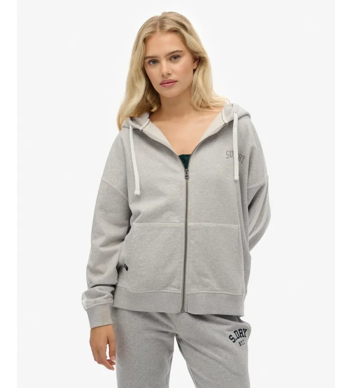 Superdry para mujer. W2012425A Sudadera Athletic Essentials Relaxed Zip gris (L), Casual, Algodón