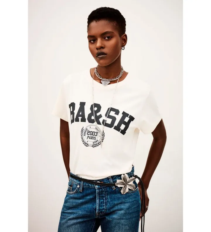 BA&SH para mujer. 1H24IONI Camiseta Ioni beige (34), Casual, Algodón, Manga corta