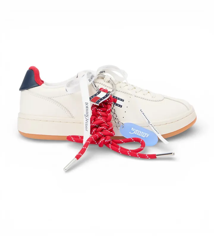 Tommy Jeans para mujer. EN0EN03032 Zapatillas de Piel Archive 98 blanco roto (36), Plano, Cordones, Casual