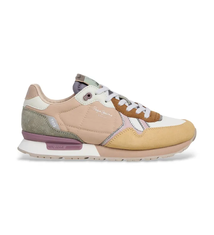 Pepe Jeans para mujer. PLS400021 Zapatillas Brit Back beige (36), Plano, Cordones, Casual