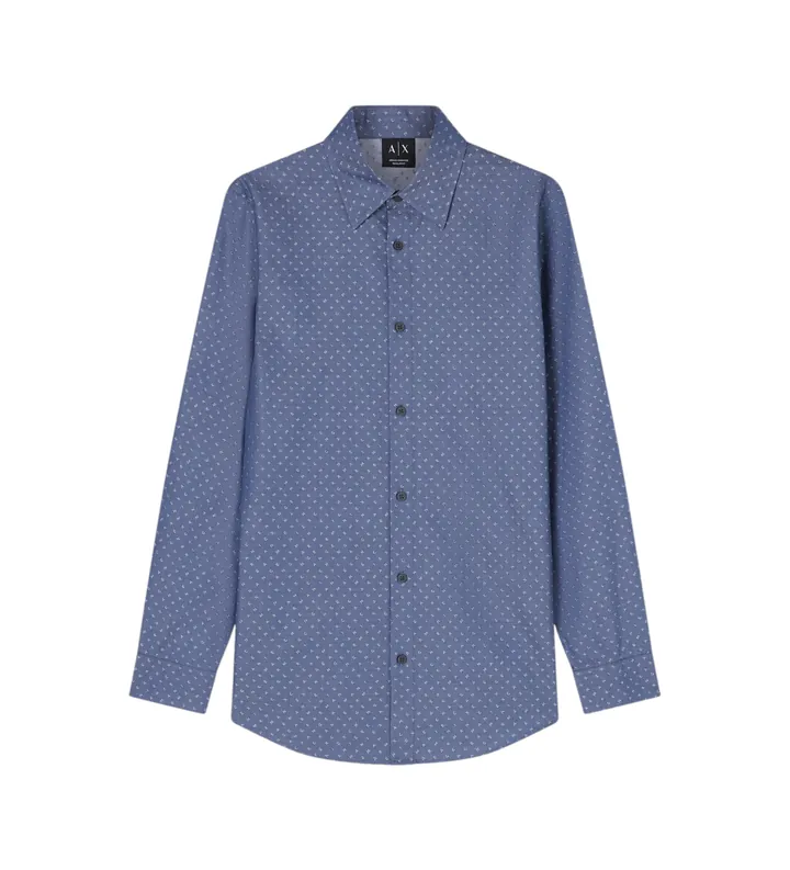 A|X Armani Exchange para hombre. XM002739AF24681FB443 Camisa Essential azul (L), Casual, Algodón, Manga larga