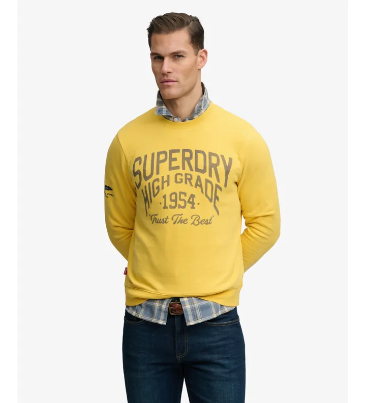 Superdry para hombre. M2014476A Sudadera Coastal Relaxed amarillo (3XL), Casual, Algodón