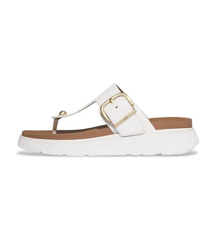 Fitflop para mujer. B1H-194 Sandalias de piel Gen FF Buckle blanco (36), Plano, Ninguno, Casual