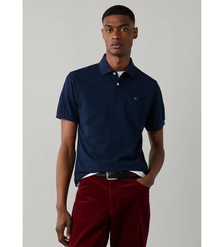 Hackett London para hombre. HM5600239 Polo Slim Fit Logo marino (L), Casual, Algodón, Manga corta