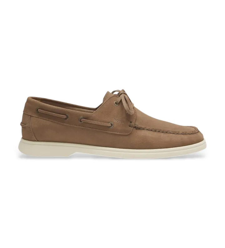 BOSS para hombre. 50563130 Náuticos de Ante Contraste beige (43), Plano, Cordones, Casual