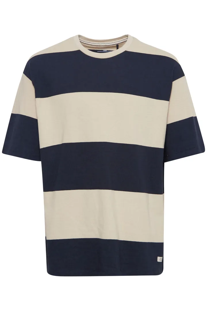 BLEND Camiseta crema / azul noche