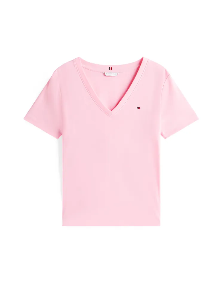 TOMMY HILFIGER Camiseta 'Flag Embroidery Slim' rosa