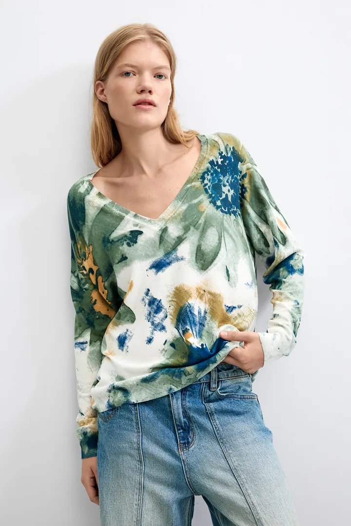 Desigual, Jersey Estampado Fino, Mujer, Blanco, L