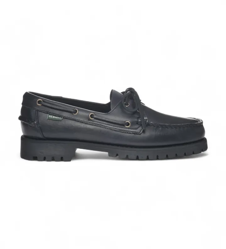 Sebago para hombre. 7001HU0 Náuticos de Piel Ranger Waxy negro (40), Plano, 1 a 3cm, Cordones, Casual