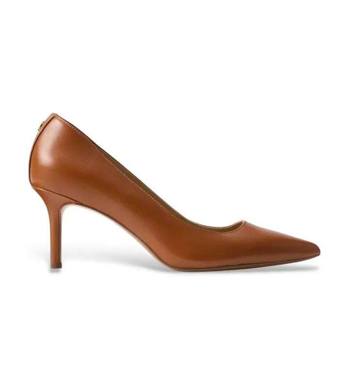 Lauren Ralph Lauren para mujer. 802P09031002 Zapatos de salón Lanette de piel marrón (35.5), Beige, 3 a 5cm, Ninguno, Casual