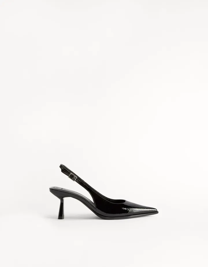 Bershka Zapato Tacón Kitten Destalonado Mujer 34 Negro