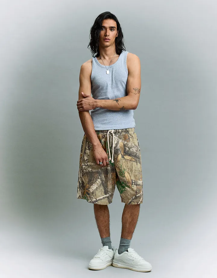 Bershka Bermuda Boxy Print Hombre L Arena