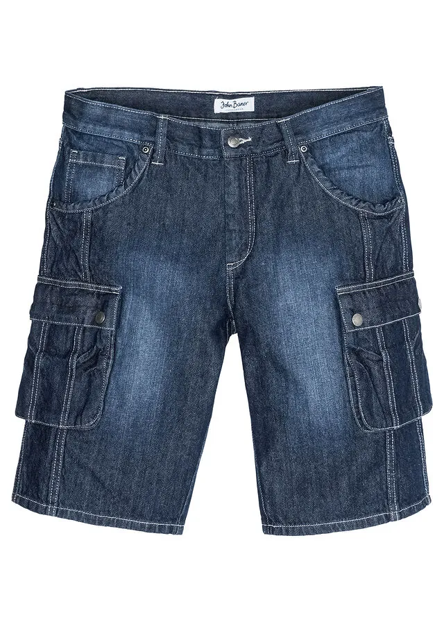 Bermudas vaqueras tipo cargo, regular fit