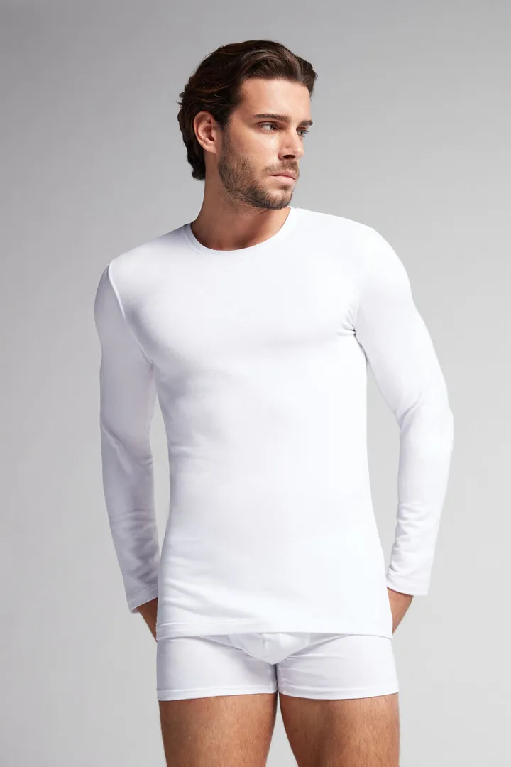 Intimissimi Camiseta básica de manga larga para hombre de modal Hombre Azul Tamaño L