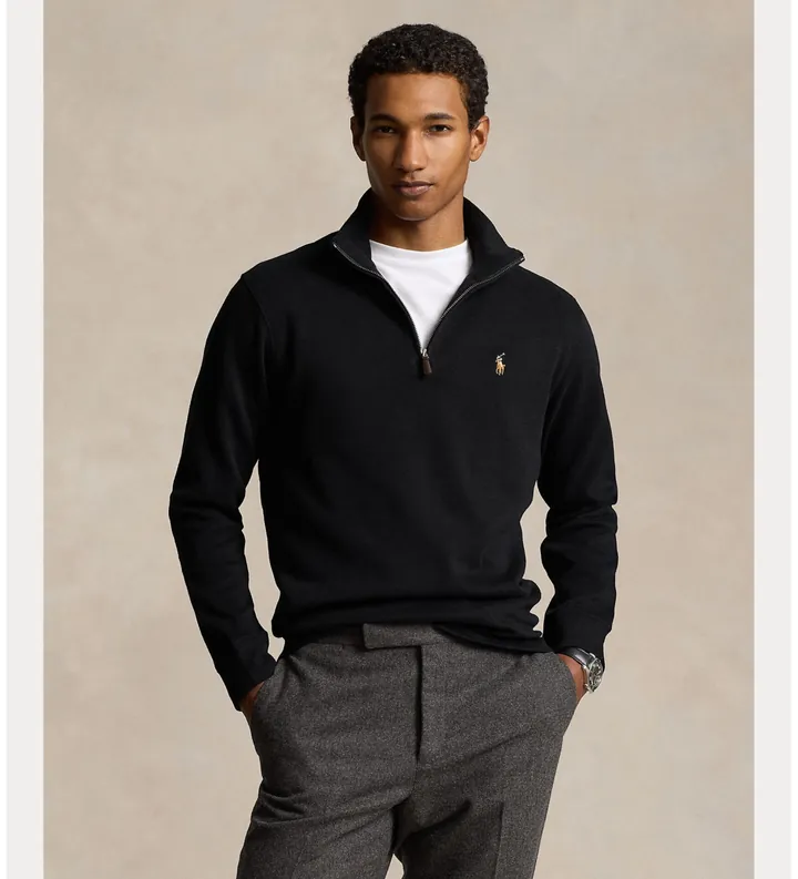 Polo Ralph Lauren para hombre. 710671929001 Polo Estate-Rib negro (XL), Casual, Algodón, Manga corta, Manga larga
