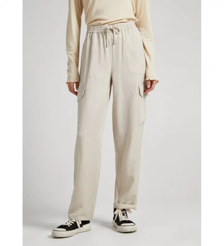 Pepe Jeans para mujer. PL211666 Pantalón Felisa Cargo blanco roto (M), Casual, Lyocell