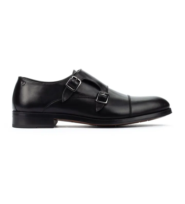Martinelli para hombre. 1492-2632PYM Zapatos de piel Empire hebillas negro (40), Plano, Casual, Clásico