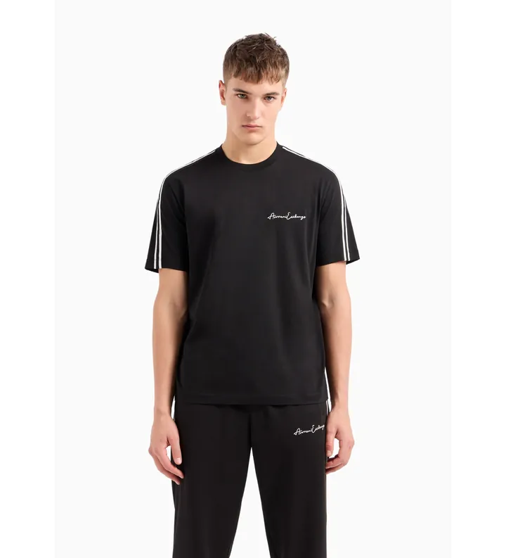 A|X Armani Exchange para hombre. 8NZTSGZJ9AZ1200 Camiseta de corte estándar negro (L), Casual, Algodón, Manga corta