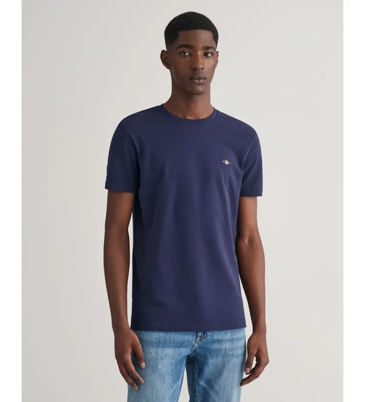 Gant para hombre. 2013033 Camiseta de piqué marino (3XL), Casual, Algodón, Manga corta