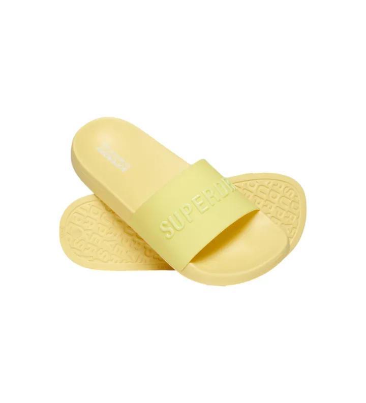 Superdry para mujer. WF310216A Chanclas veganas con logo amarillo (36/37), Plano, Ninguno, Beachwear