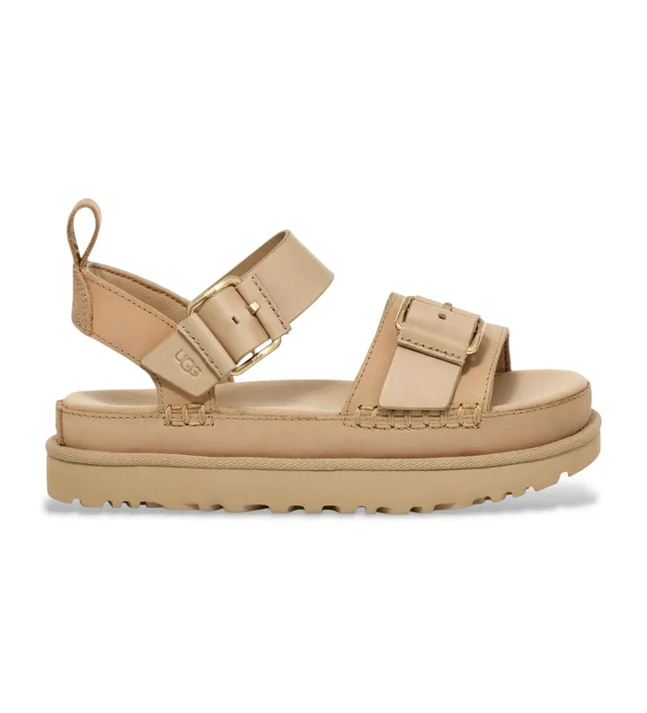 UGG para mujer. 1167392 Sandalias de piel Goldenstar Villa mostaza (36), Plano, Hebilla, Casual