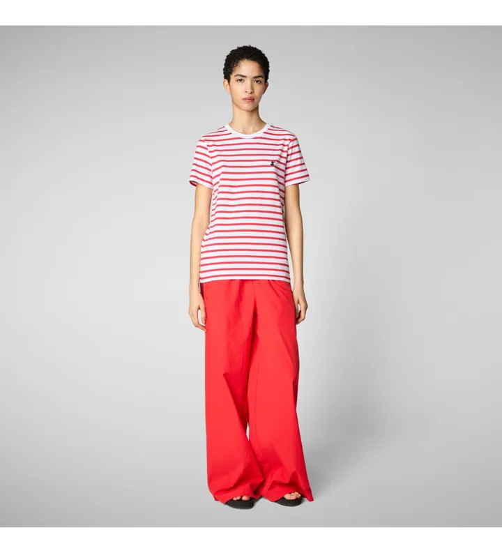 Save The Duck para mujer. DT1744W-BESY20 Camiseta Kova rojo (L), Casual, Algodón, Manga corta