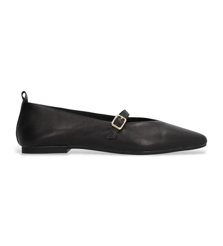 Alpe para mujer. 555500 Manoletinas de piel Paris negro (38), Plano, Hebilla, Casual