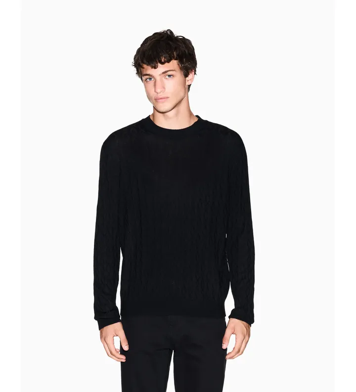 A|X Armani Exchange para hombre. XM000878AF11982UC001 Jersey Logo negro (L), Casual, Lana