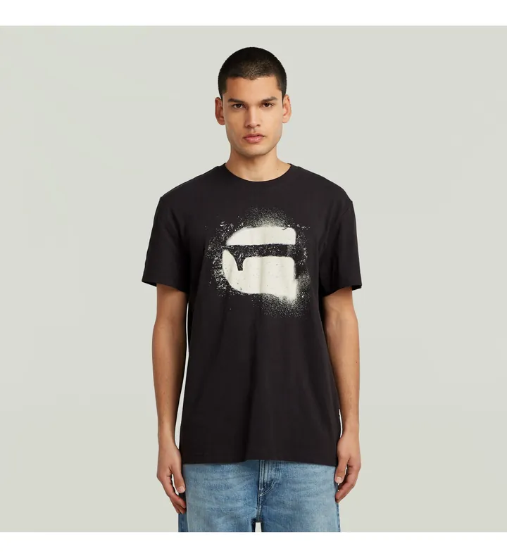 G-Star para hombre. D26833-D101-6484 Camiseta Spray Logo negro (M), Casual, Algodón, Manga corta