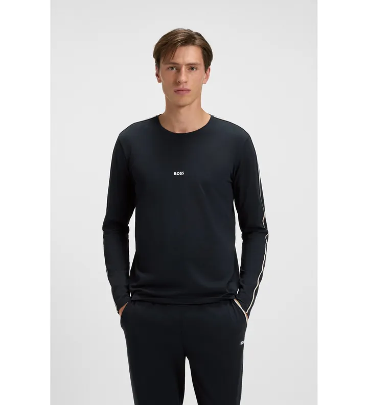 BOSS para hombre. 50550484 Camiseta Unique marino (L), Casual, Algodón, Manga larga