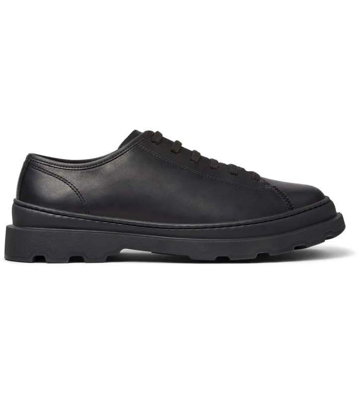 Camper para hombre. K101066-001 Zapatos de piel Brutus negro (39), Plano, Cordones, Casual