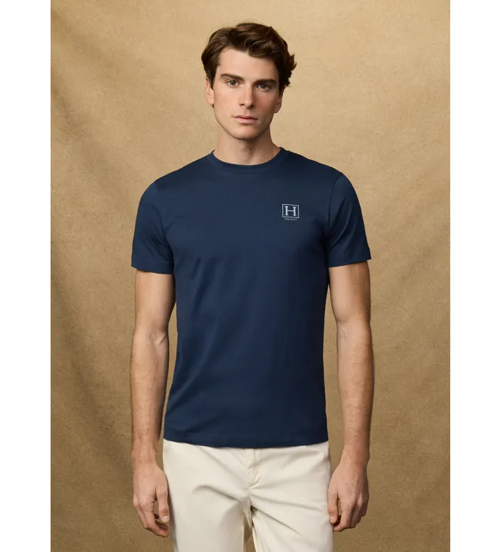 Hackett London para hombre. HM5000077 Camiseta Small Logo marino (XXL), Casual, Algodón, Manga corta