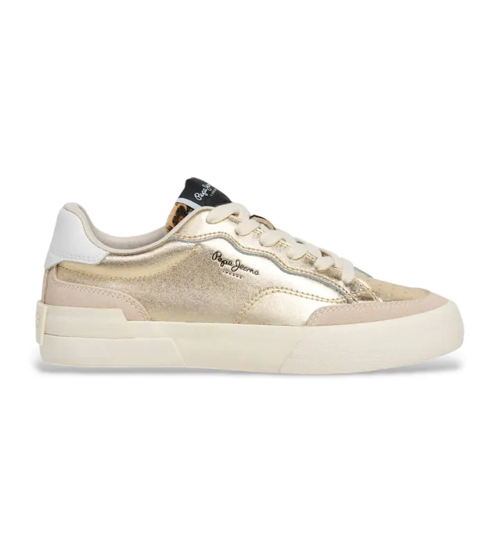 Pepe Jeans para mujer. PLS300012 Zapatillas Milanlow dorado (37), Plano, Cordones, Casual